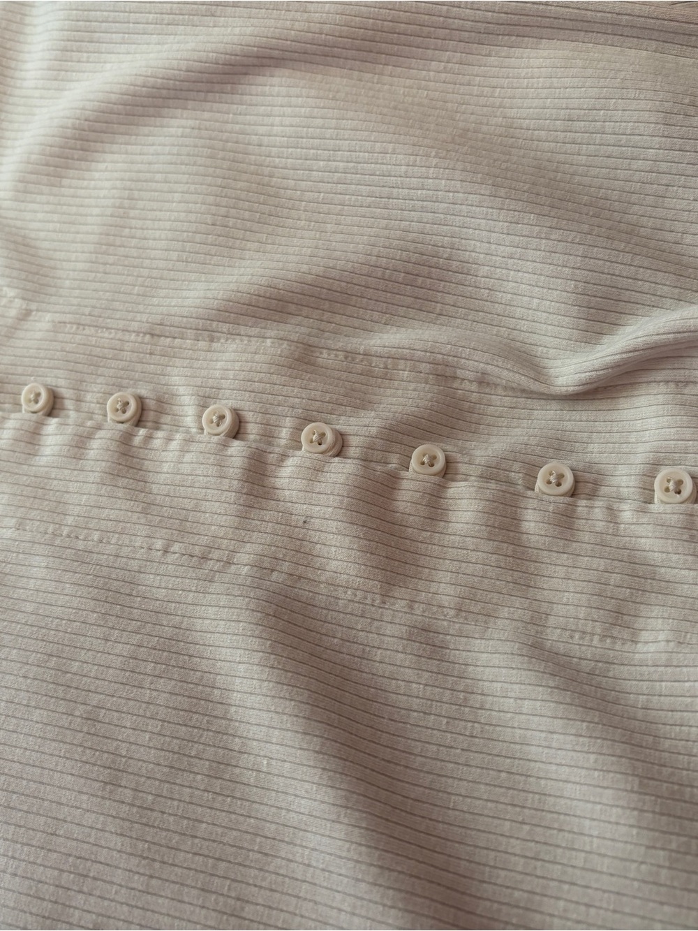 GAP Light Cream Ribbed Button-Front Long Sleeve Top - Picture 2 of 3